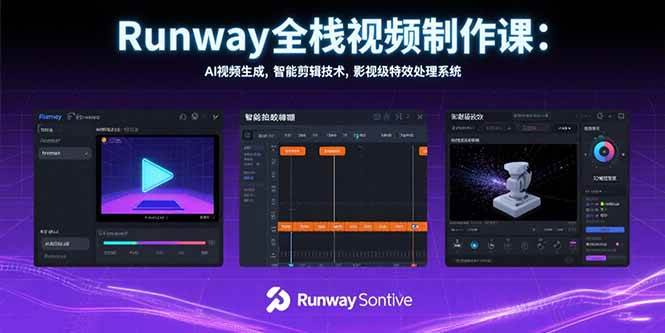 （15515期）Runway全栈视频制作课：AI视频生成，智能剪辑技术，影视级特效处理系统-大伟资源网