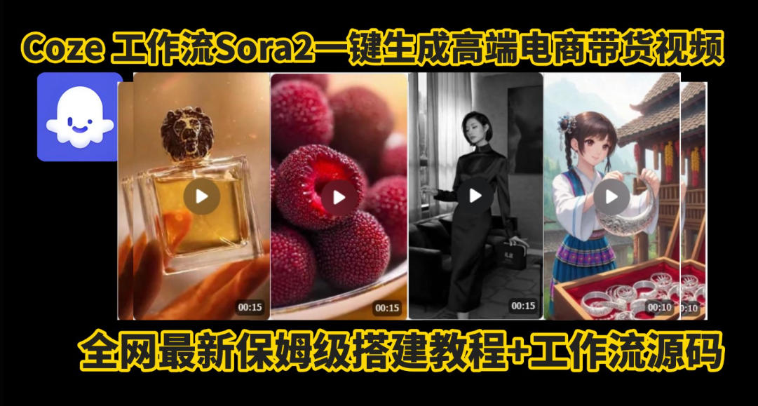 coze智能体sora2一键生成电商带货高端视频工作流保姆级拆解教程，无需剪辑，无需拍摄-大伟资源网