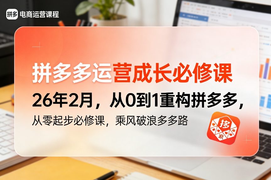 拼多多运营成长必修课26年2月，从0到1重构拼多多，从零起步必修课，乘风破浪多多路-大伟资源网
