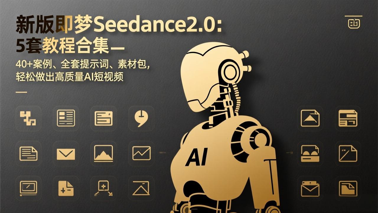 新版即梦Seedance2.0：5套教程合集，40+案例、全套提示词、素材包，轻松做出高质量AI短视频-大伟资源网