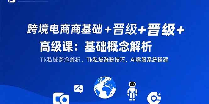（15496期）跨境电商基础+晋级+高级课：基础概念解析,Tk私域涨粉技巧,AI客服系统搭建-大伟资源网