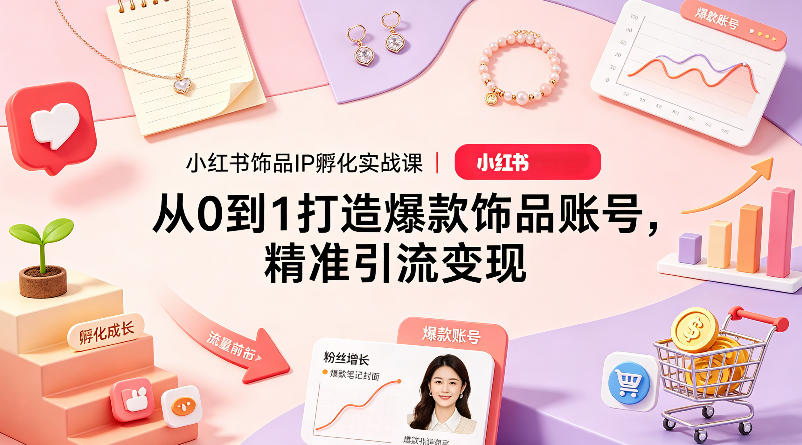 小红书饰品IP孵化实战课｜从0到1打造爆款饰品账号，精准引流变现-大伟资源网