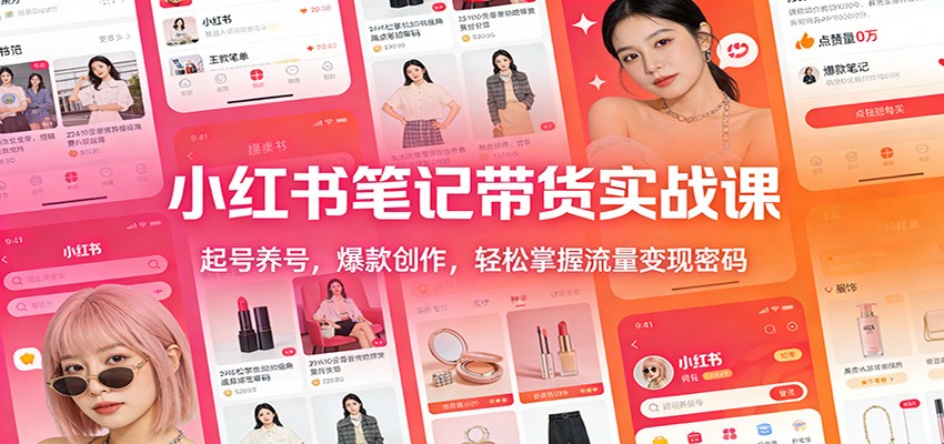 小红书笔记带货实战课：起号养号，爆款创作，轻松掌握流量变现密码-大伟资源网
