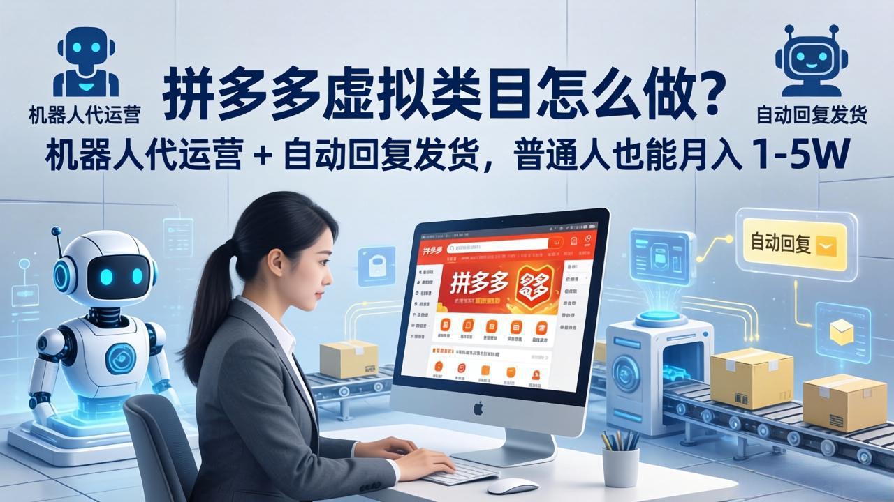 拼多多虚拟类目怎么做？机器人代运营 + 自动回复发货，普通人也能月入 1-5W-大伟资源网