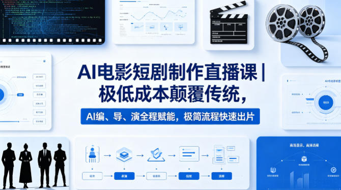 AI电影短剧制作直播课｜极低成本颠覆传统，AI编、导、演全程赋能，极简流程快速出片-大伟资源网