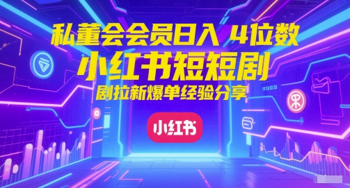 私董会会员日入4位数小红书红果短剧拉新爆单经验分享-大伟资源网