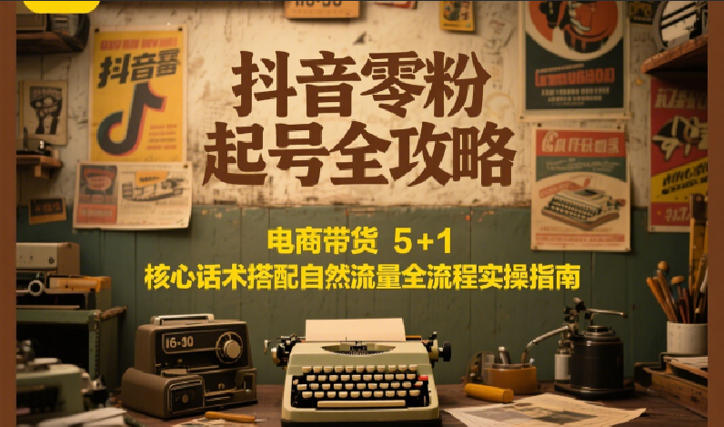抖音零粉起号全攻略：电商带货 5+1 核心话术搭配自然流量全流程实操指南-大伟资源网