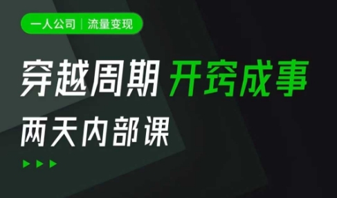一人公司：流量变现课，一人公司的方法模型拆解， 拆解富人思维，流量思维，小老板思维等-大伟资源网