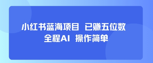 小红书蓝海项目，全程AI，操作简单，已挣五位数-大伟资源网