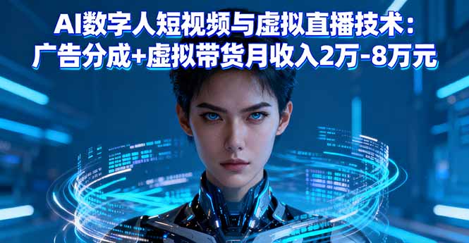 AI数字人短视频与虚拟直播技术：广告分成+虚拟带货月收入2万-8万元-大伟资源网