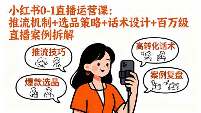 （16002期）小红书0-1直播运营课：推流机制+选品策略+话术设计+百万级直播案例拆解-大伟资源网