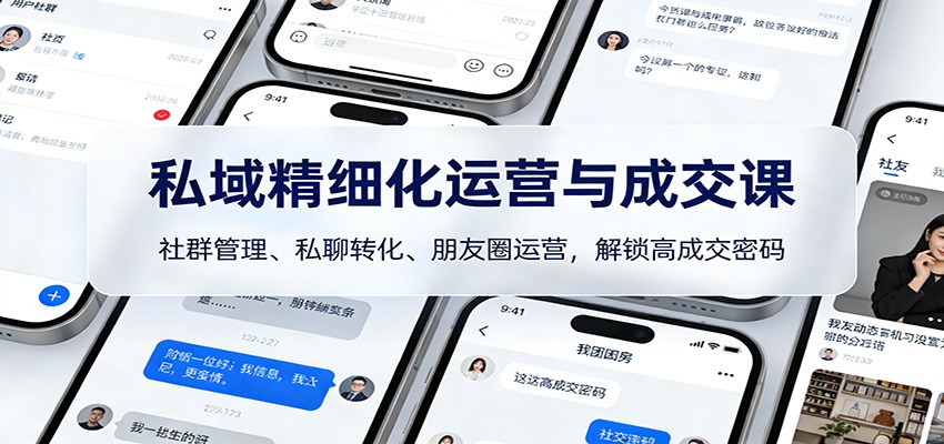 私域精细化运营与成交课：社群管理、私聊转化、朋友圈运营，解锁高成交密码-大伟资源网