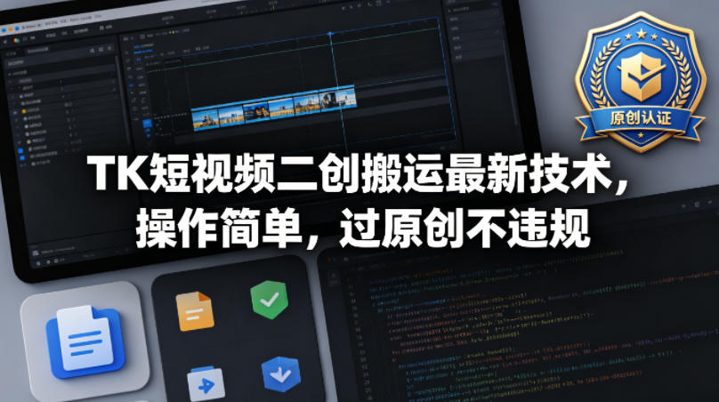 TK短视频二创搬运最新技术，操作简单，过原创不违规-大伟资源网