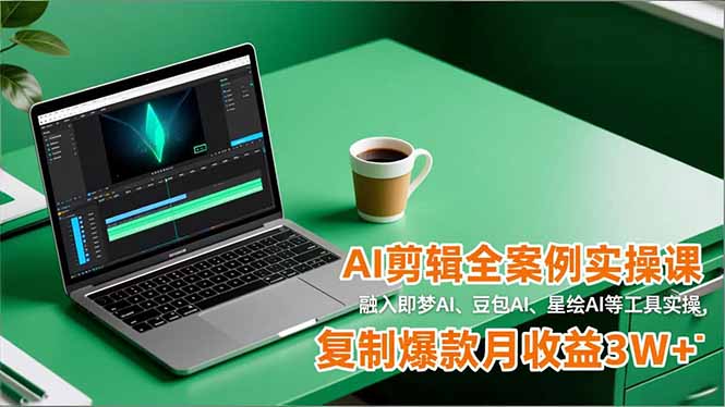 AI剪辑全案例实操课，融入即梦AI、豆包AI、星绘AI等工具实操，复制爆款月收益3W+-大伟资源网