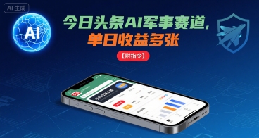 今日头条AI军事赛道，单日收益多张 ，手机可做【附指令】-大伟资源网