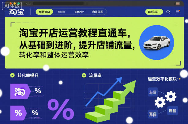 淘宝开店运营教程直通车，从基础到进阶，提升店铺流量，转化率和整体运营效率(更新26年1月)-大伟资源网