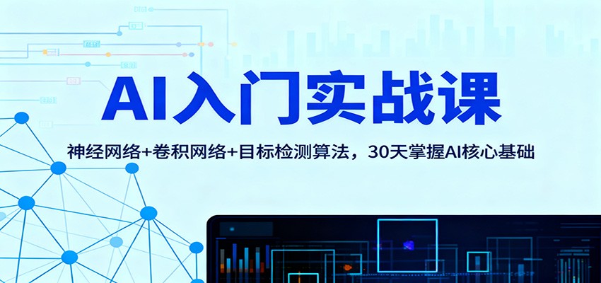 AI入门实战课：神经网络+卷积网络+目标检测算法，30天掌握AI核心基础-大伟资源网