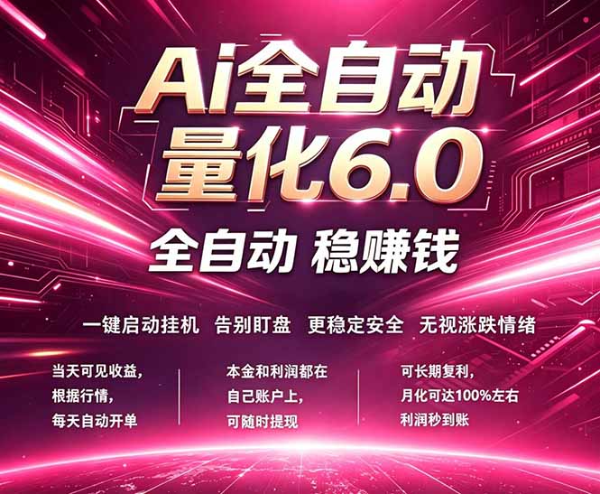 最新AI量化交易6.0，24小时自动运行，绿色稳定！日入1000+ㅤ-大伟资源网