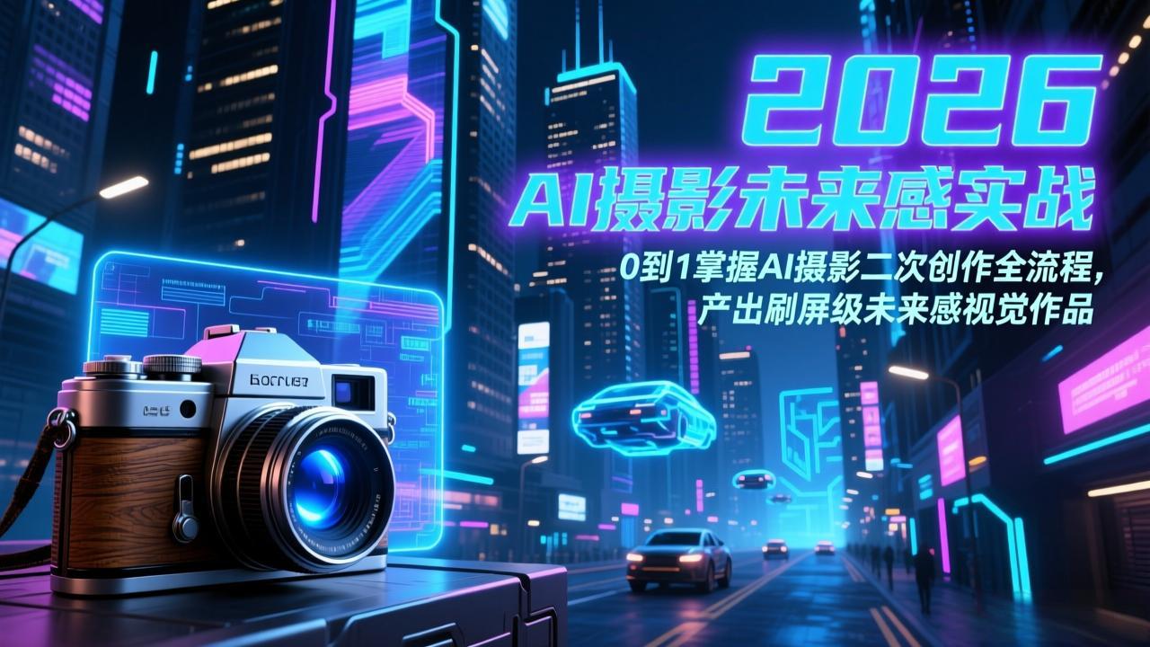 2026 AI摄影未来感实战：0到1掌握AI摄影二次创作全流程，产出刷屏级未来感视觉作品-大伟资源网