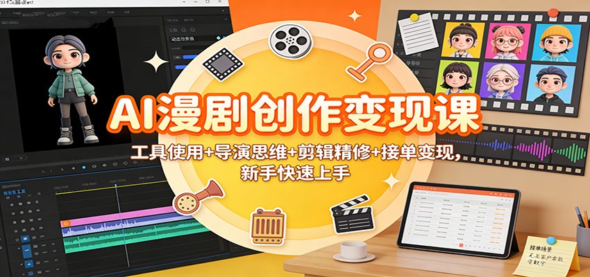AI漫剧创作变现课：工具使用+导演思维+剪辑精修+接单变现，新手快速上手-大伟资源网