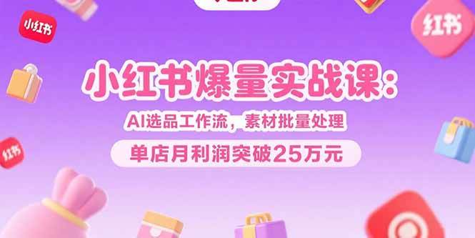 （15462期）小红书爆量实战课：AI选品工作流，素材批量处理，单店月利润突破25万元-大伟资源网