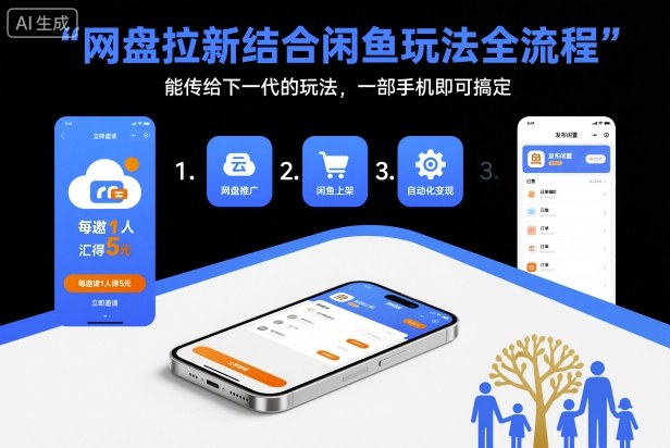 网盘拉新结合闲鱼玩法全流程，能传给下一代的玩法，一部手机即可搞定(附入口渠道以及实操教程)-大伟资源网
