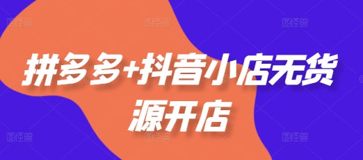 拼多多+抖音小店无货源开店，包括：选品、运营、基础、付费推广、爆款案例等(更新25年6月)-大伟资源网