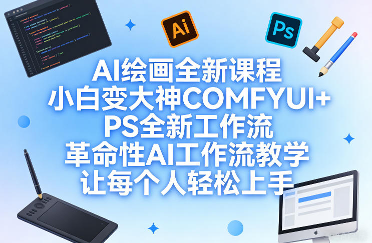 AI绘画全新课程，小白变大神COMFYUI+PS全新工作流，革命性AI工作流教学，让每个人轻松上手-大伟资源网