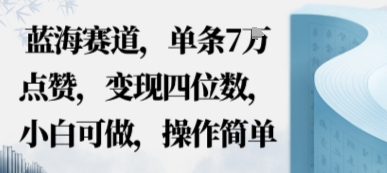 蓝海赛道，单条7W点赞，变现四位数，小白可做，操作简单-大伟资源网