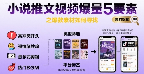 小说推文视频爆量5要素之爆款素材如何寻找-大伟资源网