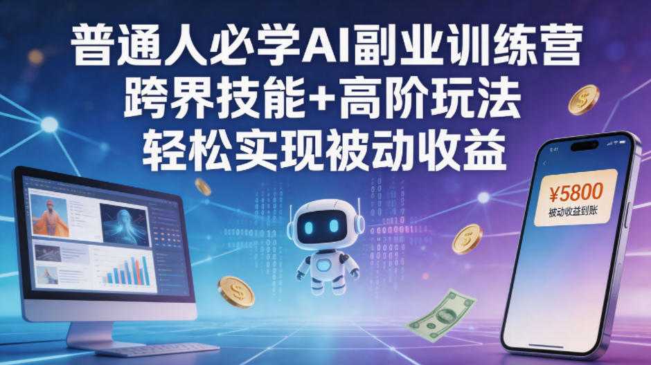 普通人必学AI副业训练营跨界技能+高阶玩法轻松实现被动收益-大伟资源网