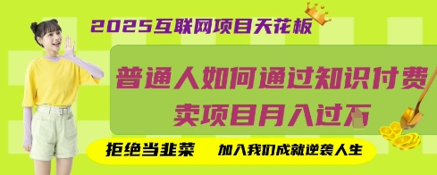 2025互联网项目天花板，普通人如何通过知识付费卖项目月入过W，拒绝当韭菜【揭秘】-大伟资源网