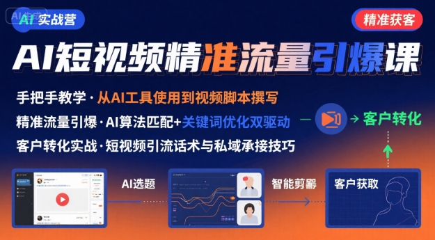 AI+短视频引爆精准客户实战营，手把手教你引爆Ai短视频精准流量-大伟资源网