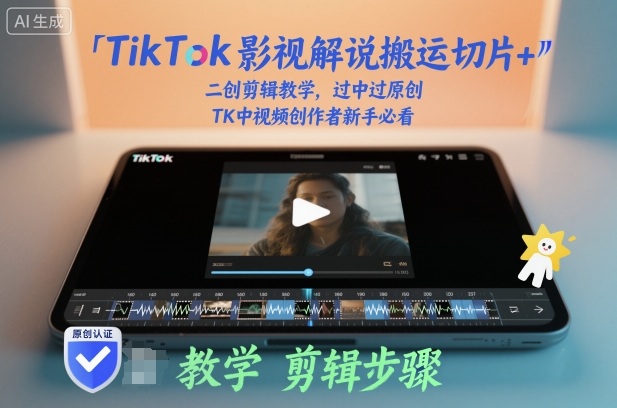 TikTok影视解说搬运切片+二创剪辑教学，过中过原创，TK中视频创作者新手必看-大伟资源网