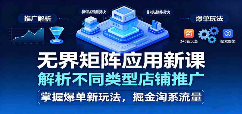 无界矩阵应用新课，解析不同类型店铺推广，掌握爆单新玩法，掘金淘系流量-大伟资源网