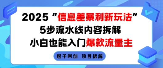 2025信息差暴利新玩法，5步流水线内容拆解，小白也能入门爆款流量主-大伟资源网