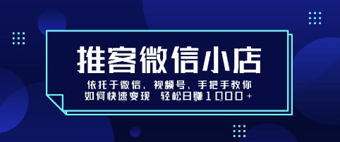 推客微信小店依托于微信、视频号，手把手教你如何快速变现 轻松日入1k+【揭秘】-大伟资源网