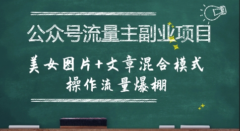 公众号流量主副业项目，美女图片+文章混合模式操作流量爆棚-大伟资源网