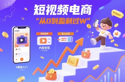 短视频电商：短视频变现从0到盈利过W-大伟资源网