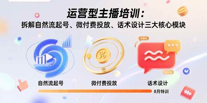 （15654期）运营型主播培训：拆解自然流起号、微付费投放、话术设计三大核心模块-8月-大伟资源网