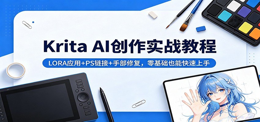 Krita AI创作实战教程：LORA应用+PS链接+手部修复，零基础也能快速上手-大伟资源网