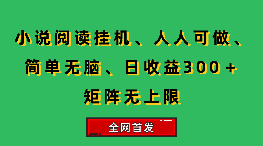 （15413期）小说挂机阅读，人人可做，简单无脑，一天收益300＋矩阵无限上-大伟资源网