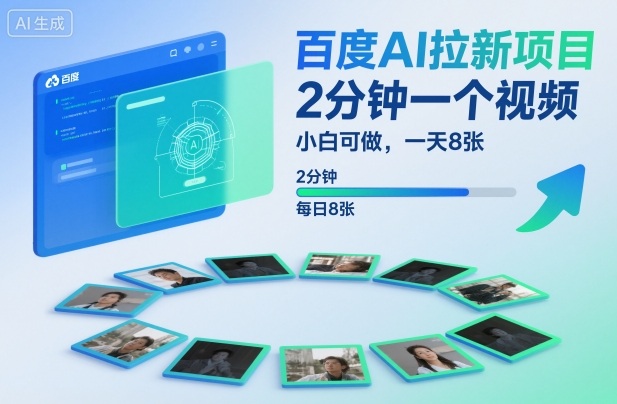 百度AI拉新项目，2分钟一个视频，小白可做，一天8张【附案例+保姆级教程】-大伟资源网