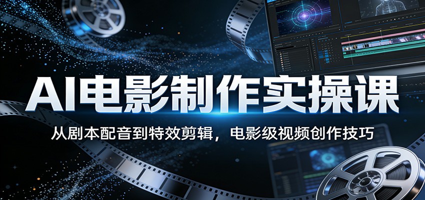 AI电影制作实操课：从剧本配音到特效剪辑，电影级视频创作技巧-大伟资源网