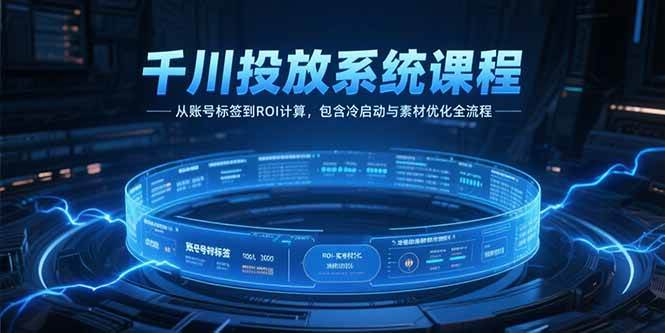（15263期）千川投放系统课程，从账号标签到ROI计算，包含冷启动与素材优化全流程-大伟资源网