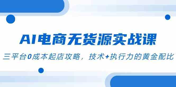 AI电商无货源实战课，三平台0成本起店攻略，技术+执行力的黄金配比-大伟资源网