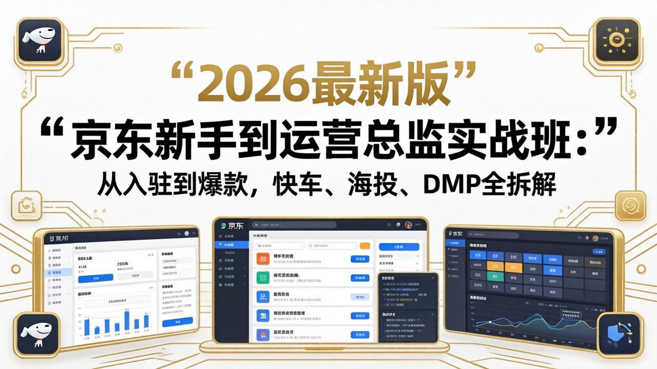 京东新手到运营总监实战班：从入驻到爆款，快车、海投、DMP全拆解，2026最新版-大伟资源网
