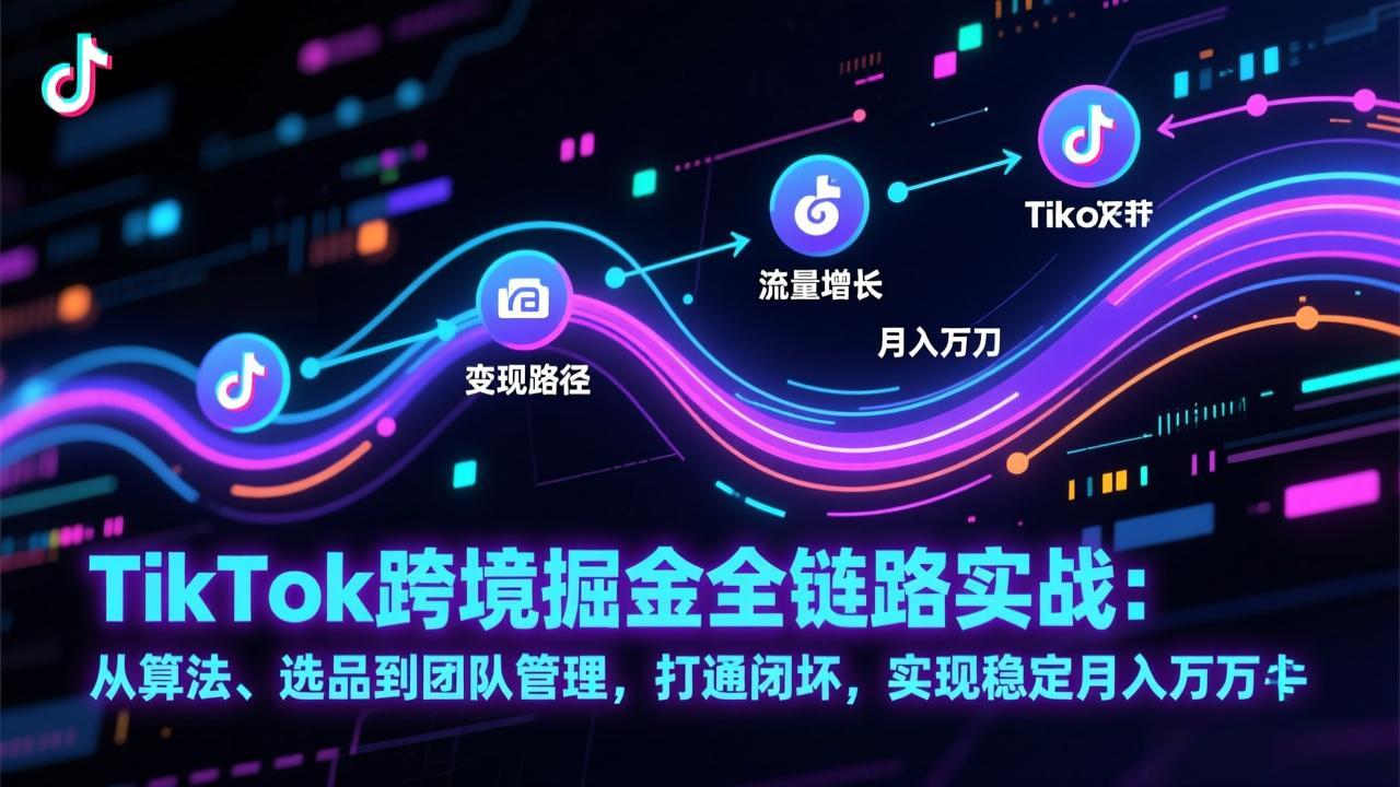TikTok跨境掘金全链路实战：从算法、选品到团队管理，打通闭环，实现稳定月入万刀-大伟资源网