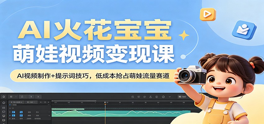AI火花宝宝萌娃视频变现课：AI视频制作+提示词技巧，低成本抢占萌娃流量赛道-大伟资源网