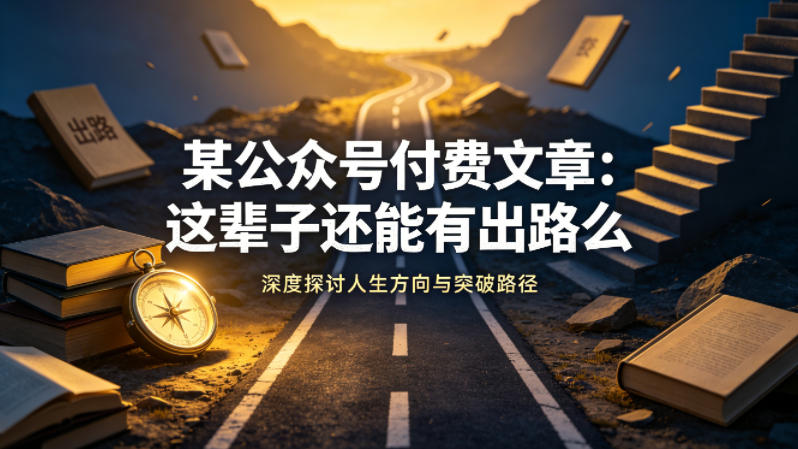 某公众号付费文章：这辈子还能有出路么-大伟资源网